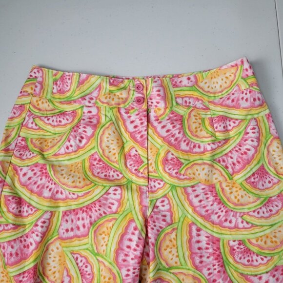 Talbots Crop Pants Womens 10 Vibrant Melon Fruit Print Comfy Stretch High Rise - Picture 4 of 8